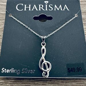 Sterling Silver Musical Note Clef Charm Necklace